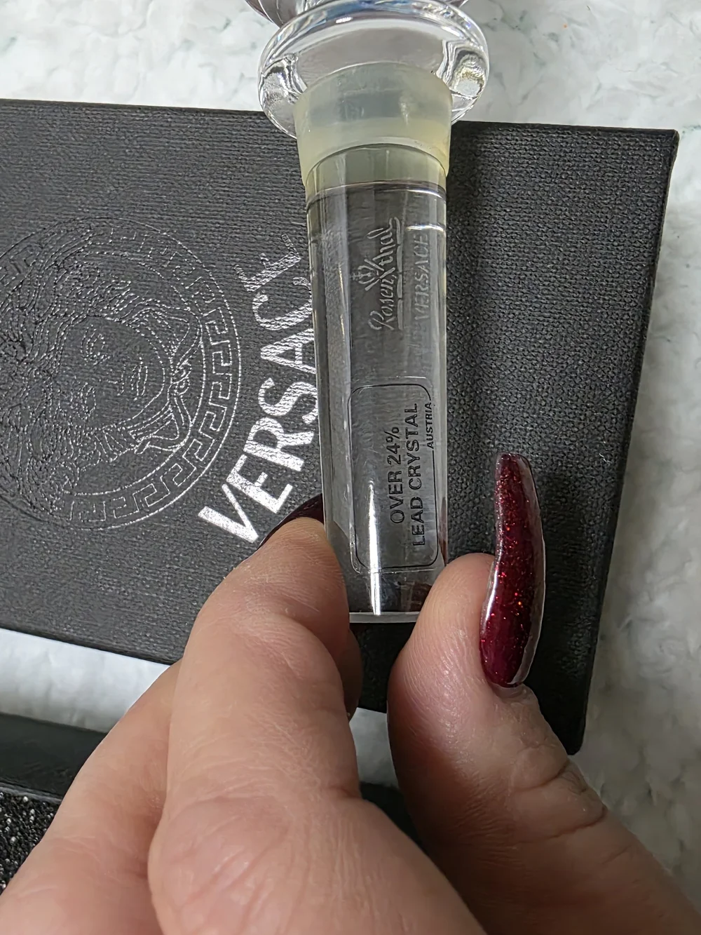 Rosenthal Versace Medusa Lumière Blue Lead Crystal Bottle Stopper Austria w/ Box